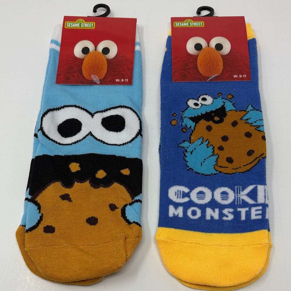 SESAME STREET: Cookie Monster Ankle Socks Bundle (2 pairs); W: 9-11